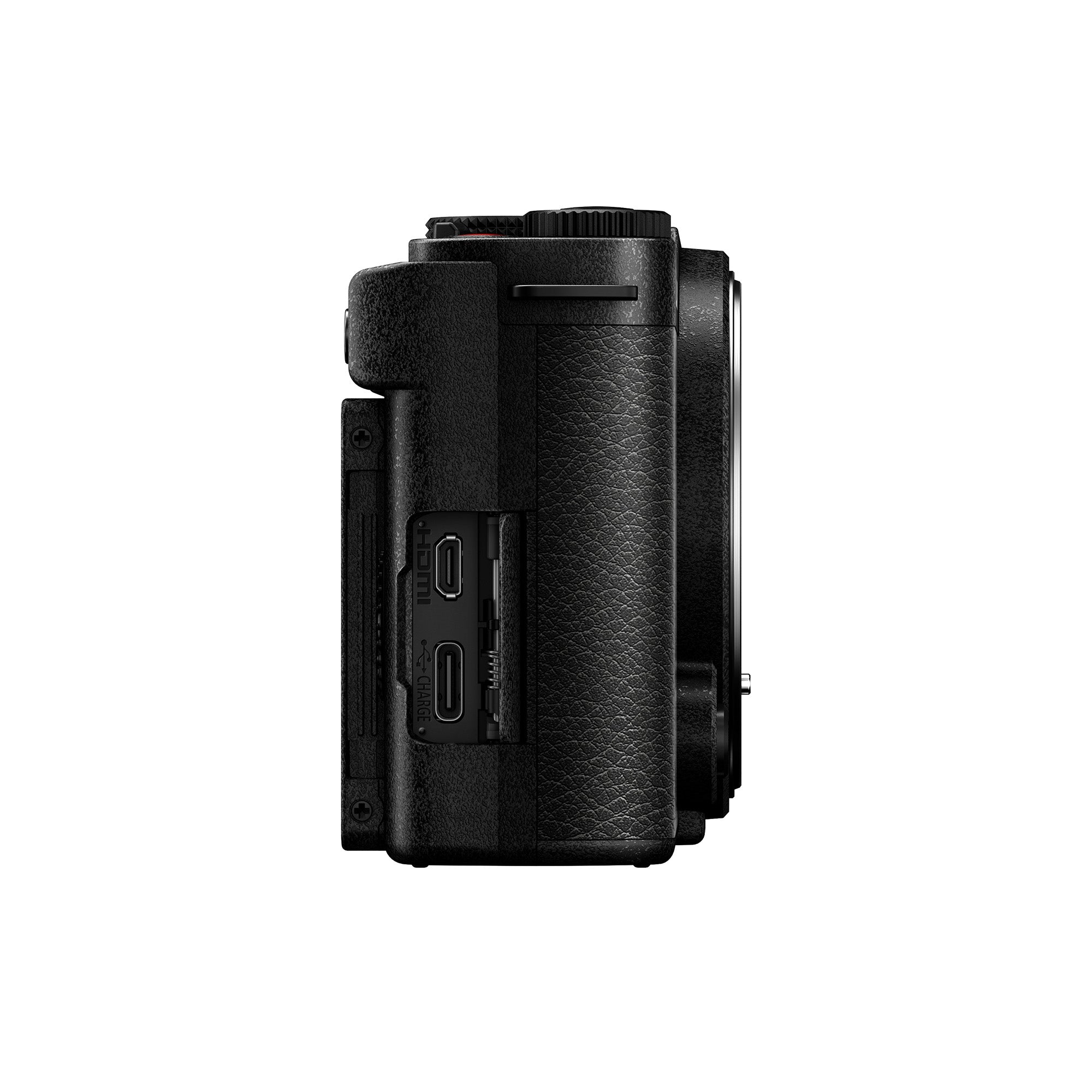 Black LUMIX S9 Full Frame Mirrorless Camera top view focusing on the top controls and lens attachment